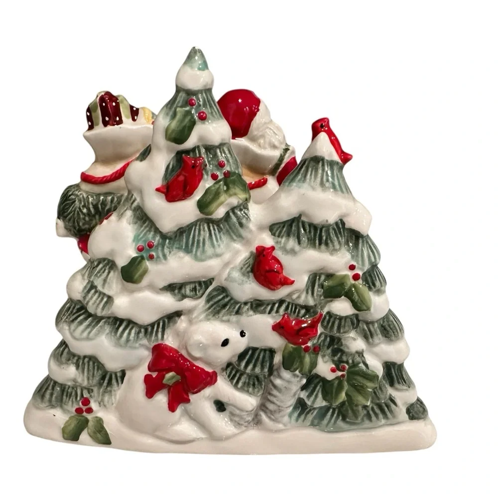 Fitz and Floyd Winterberry‎ Napkin Holder Christmas Santa Holidays Vintage